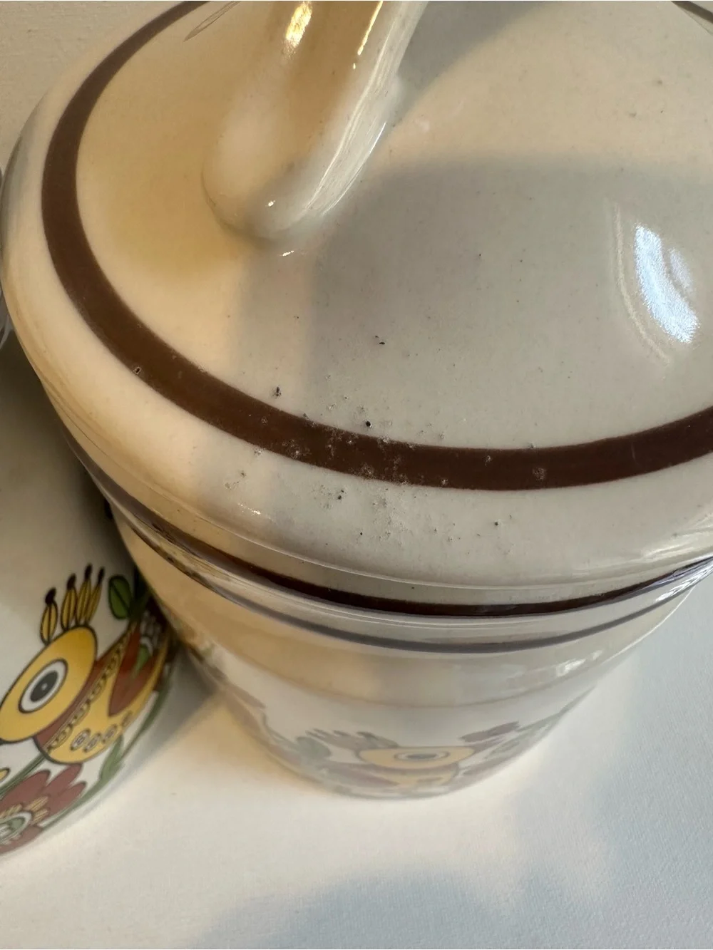 Set of 2 Vintage Retro Ceramic Bird Canister Set